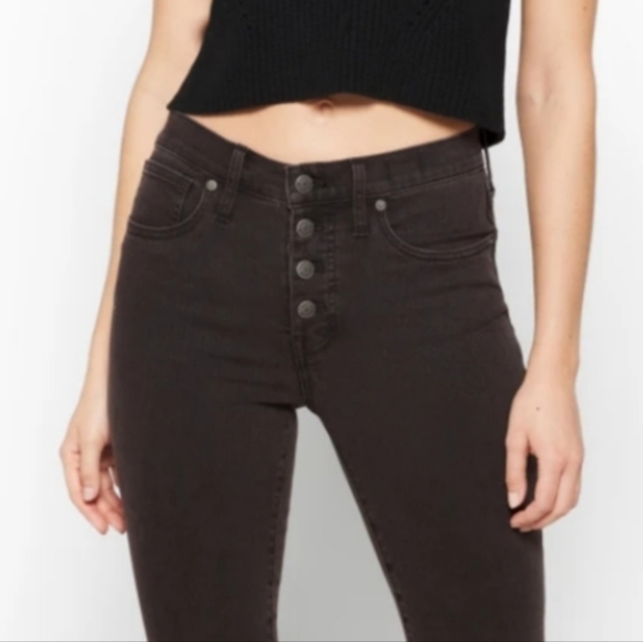 MADEWELL 9" Button Front Mid Rise Skinny Jean Through Edition Chewed Hem Size 25 - Picture 3 of 16